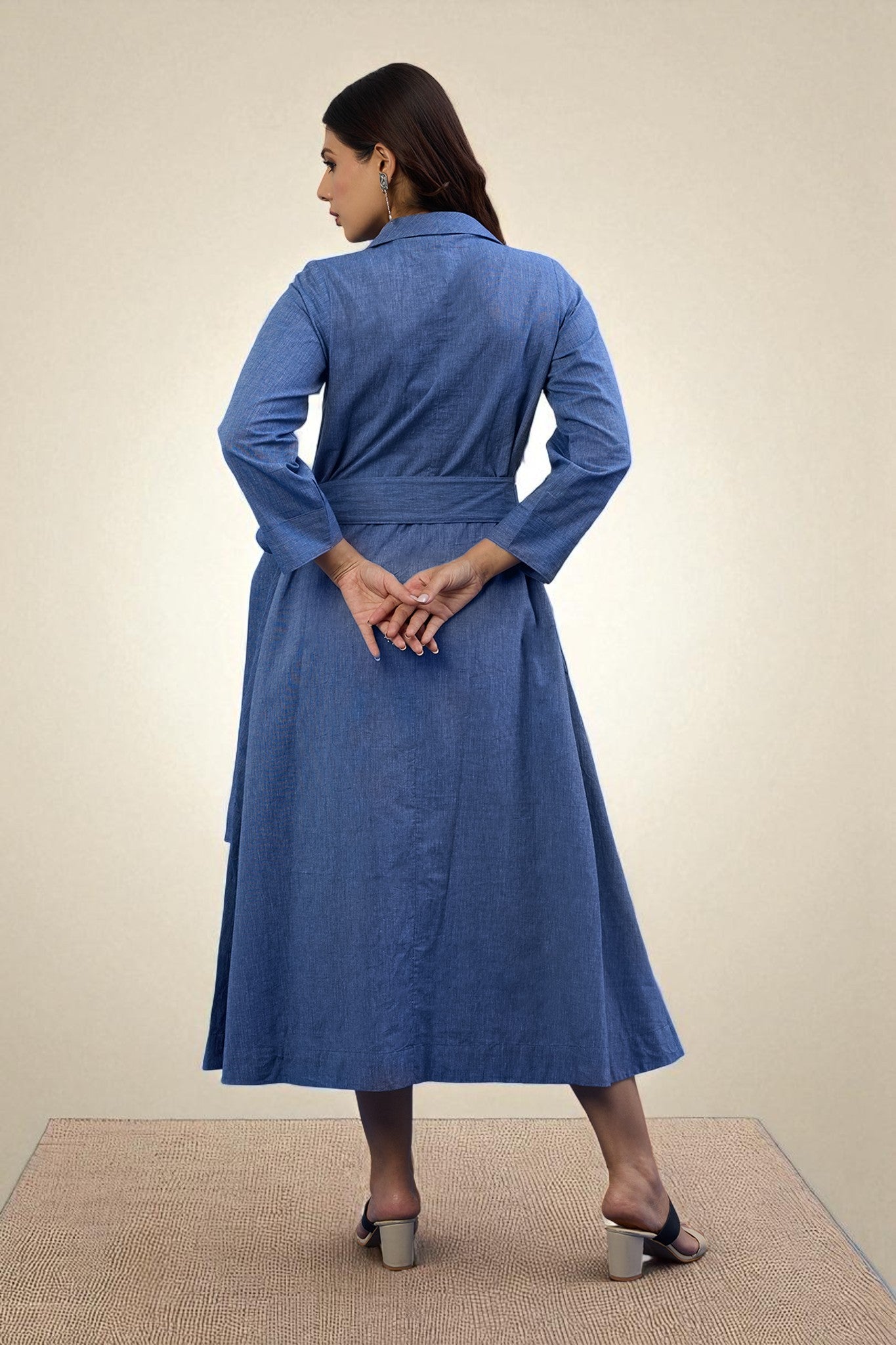 Cobalt Dream South Cotton Trench Belt Dress