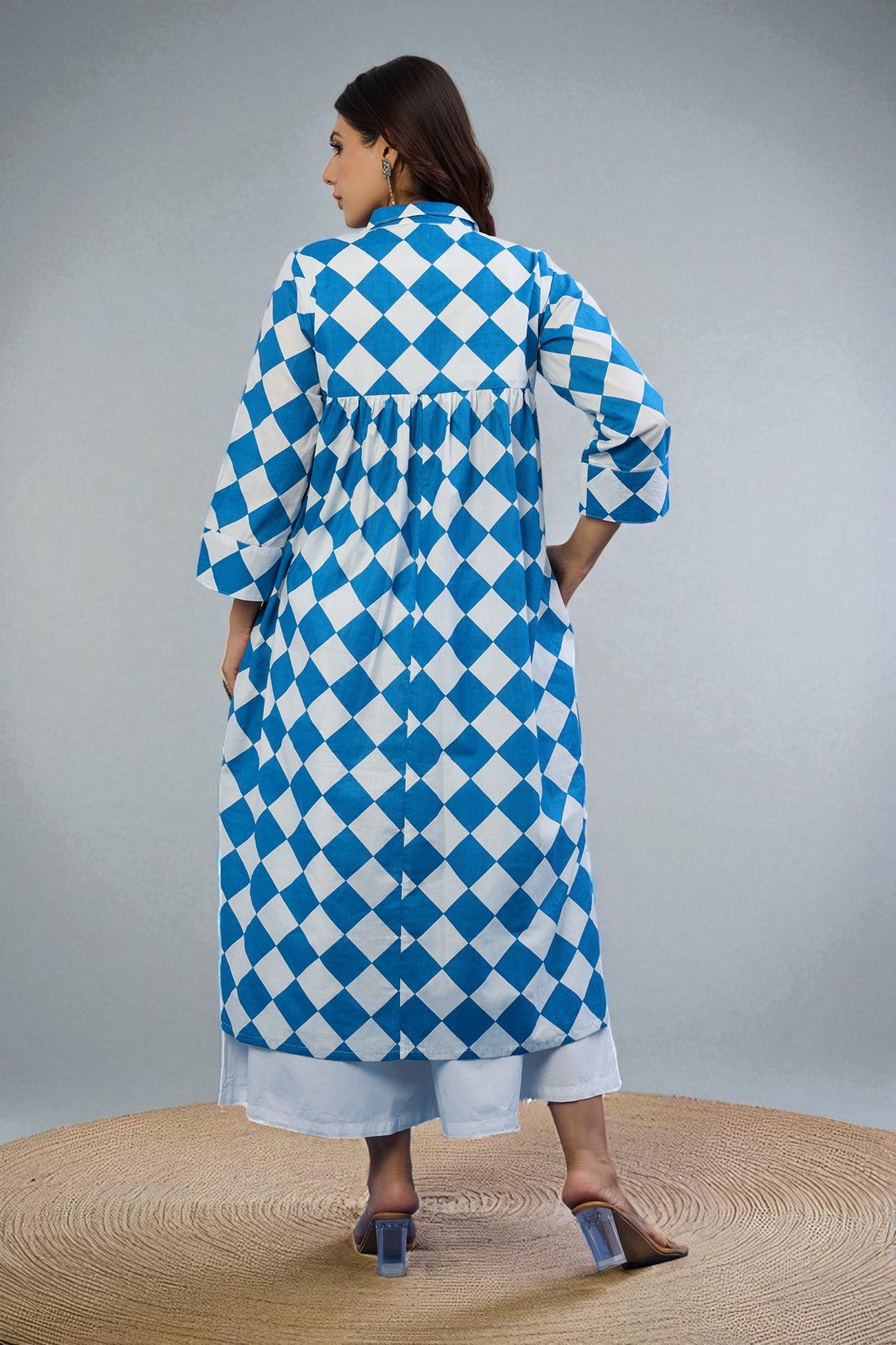 Arctic Diamond Cotton Long Shirt Dress