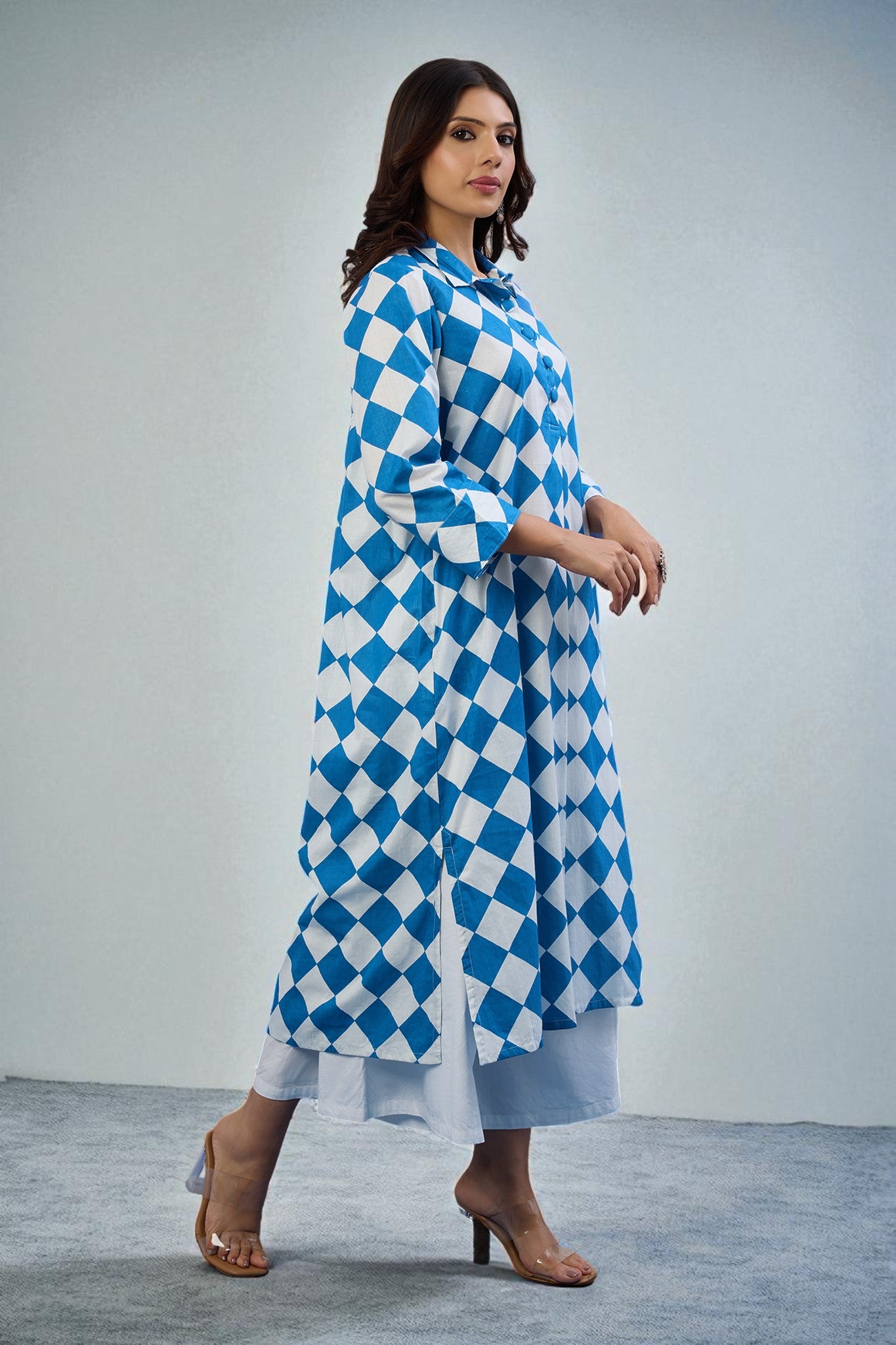 Arctic Diamond Cotton Long Shirt Dress