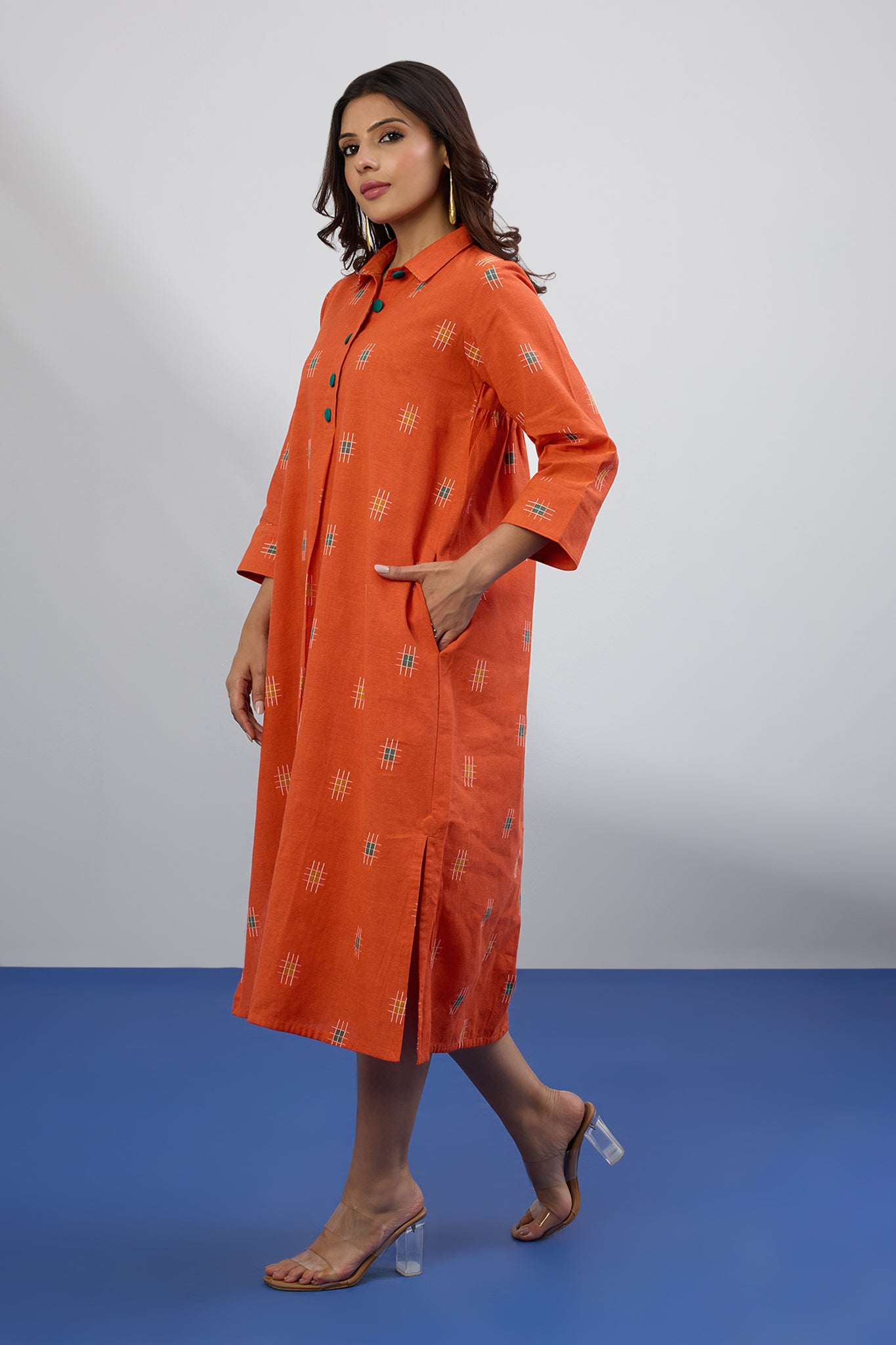 Marigold Muse Long Shirt Dress With Slit