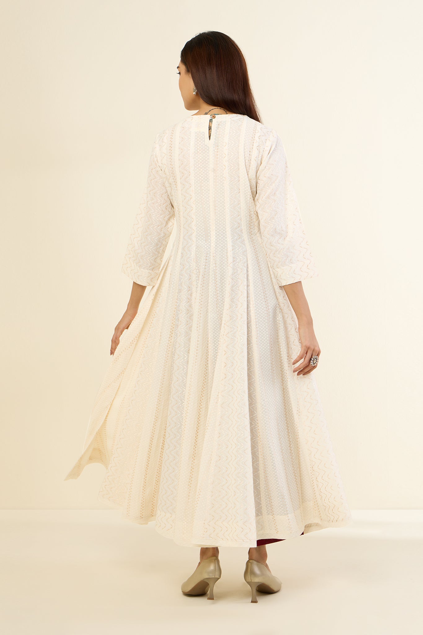 Golden Ivory Radiance Long Swirl Dress