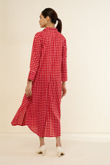 Cherry Checkered Delight Long Shirt Dress