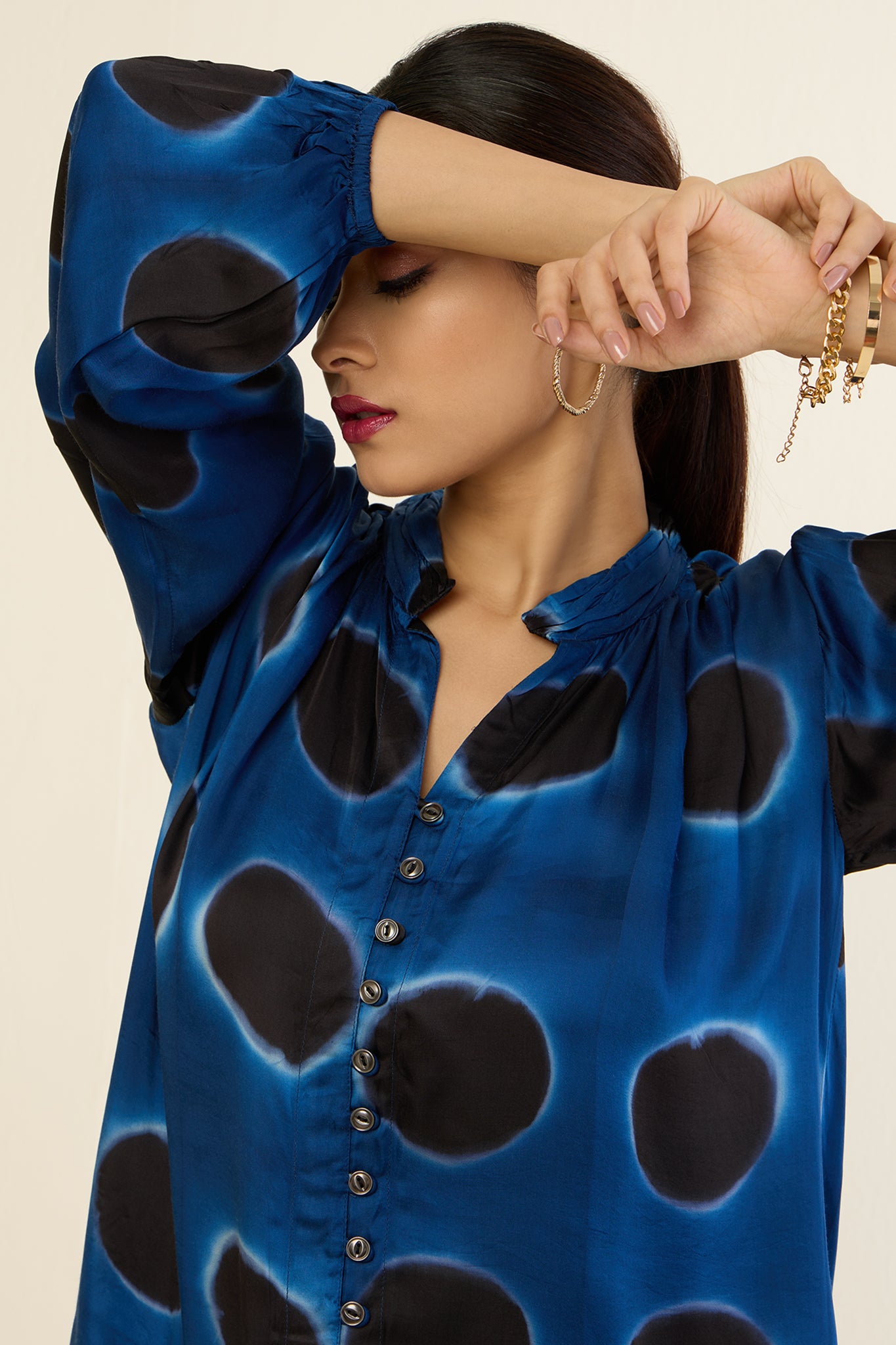 Indigo Noir Circles Button Down Top
