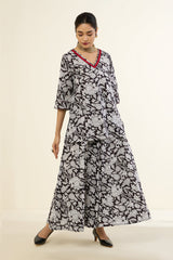 Co-ord Set Ebony Blossom Whispers Tunic & Sharara (Set of 2)