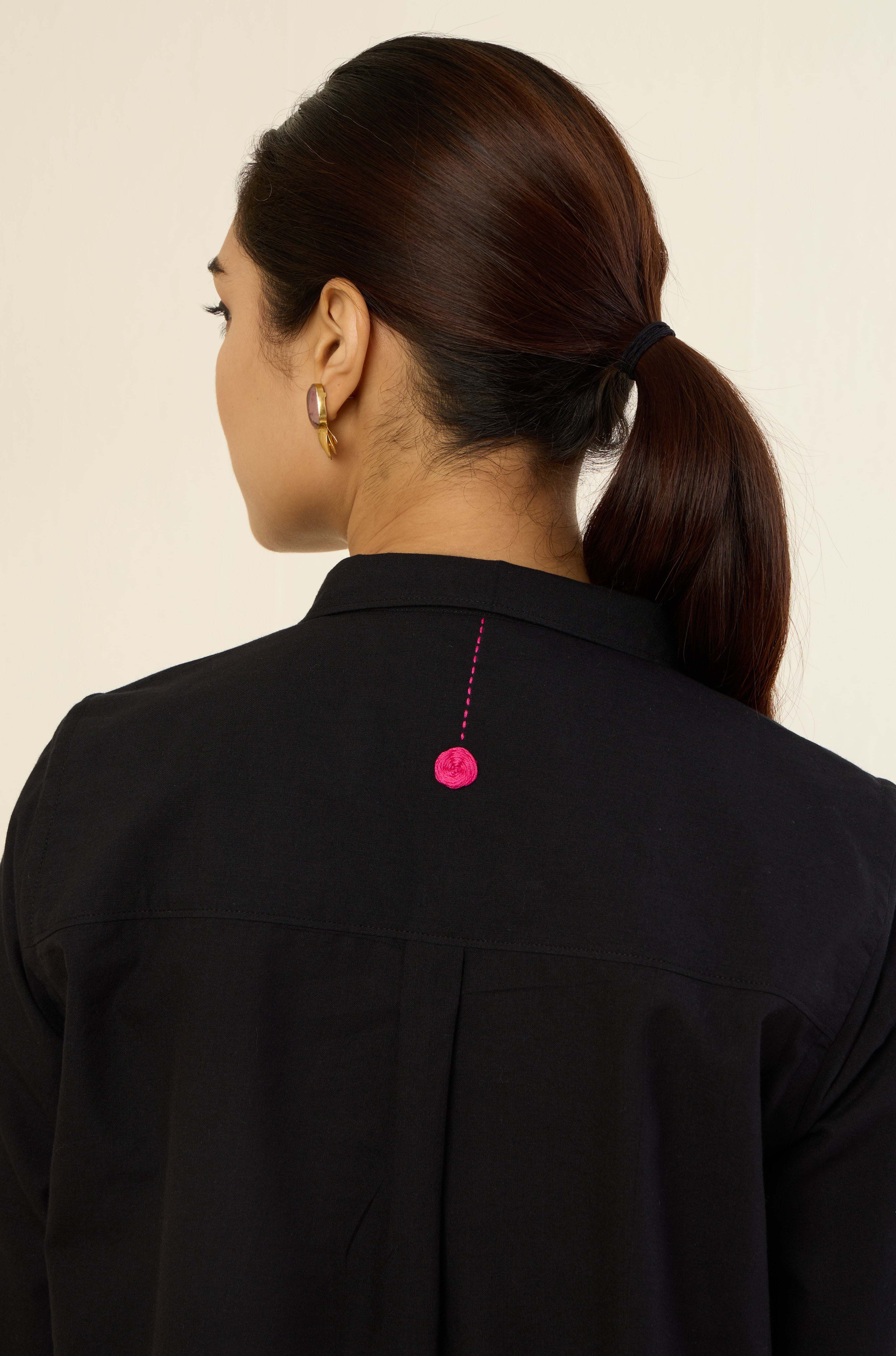 Essential Black Cotton Button Down Shirt