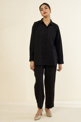 Essential Black Cotton Button Down Shirt