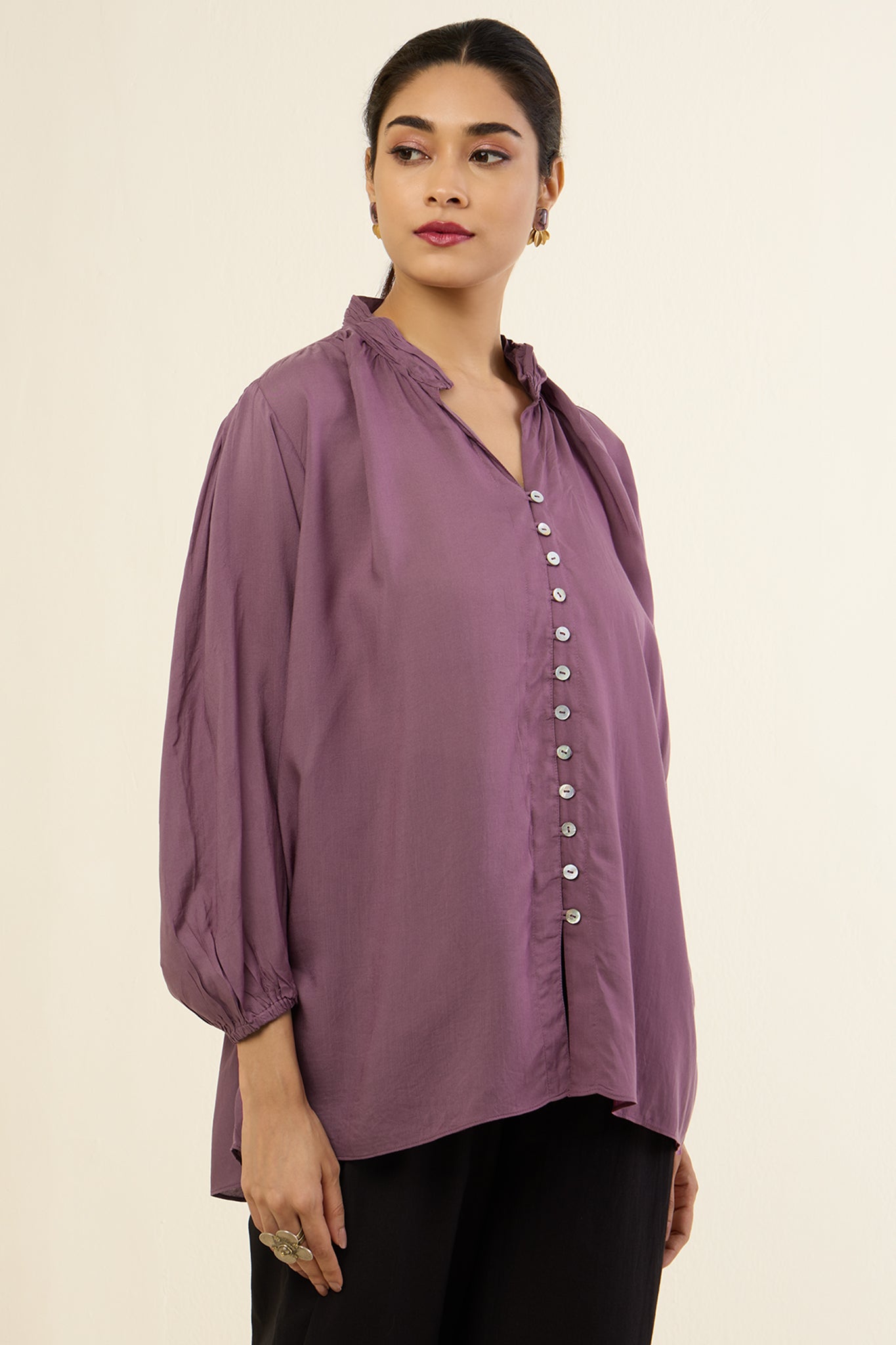Mauve Mist Button Down Top