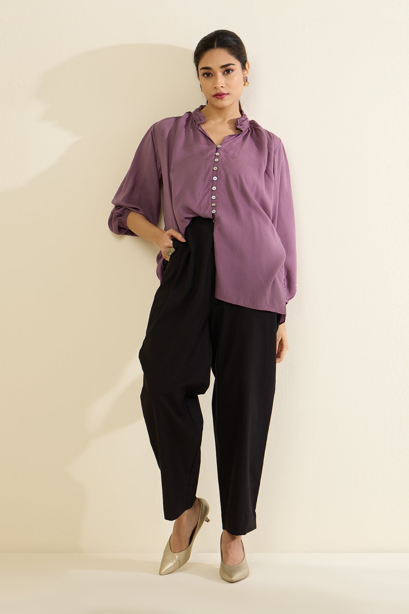 Mauve Mist Button Down Top