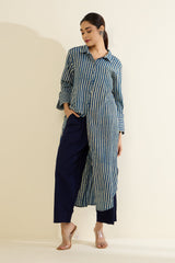 Azure Threads Long Shirt Dress