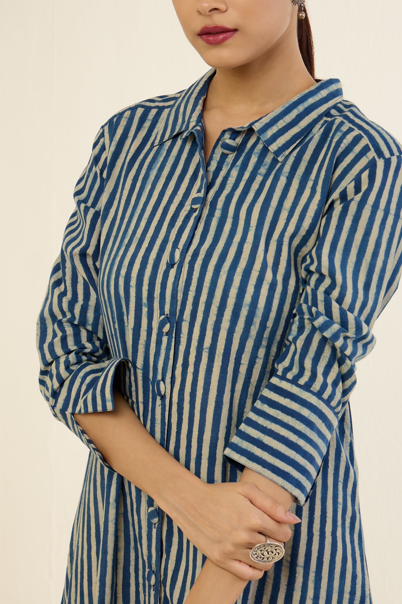 Azure Threads Long Shirt Dress