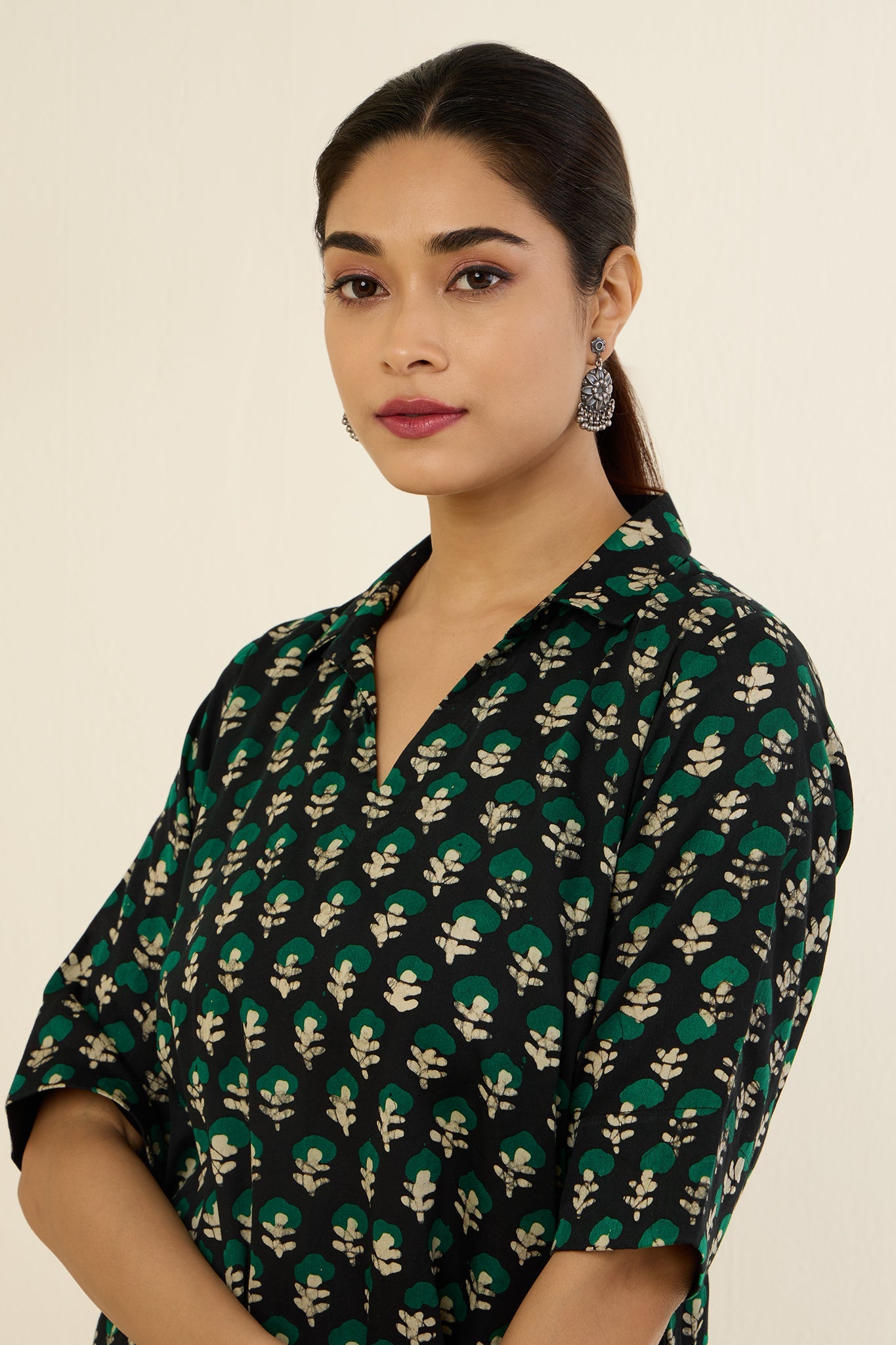 Botanicals Noir Bias Shirt Dress