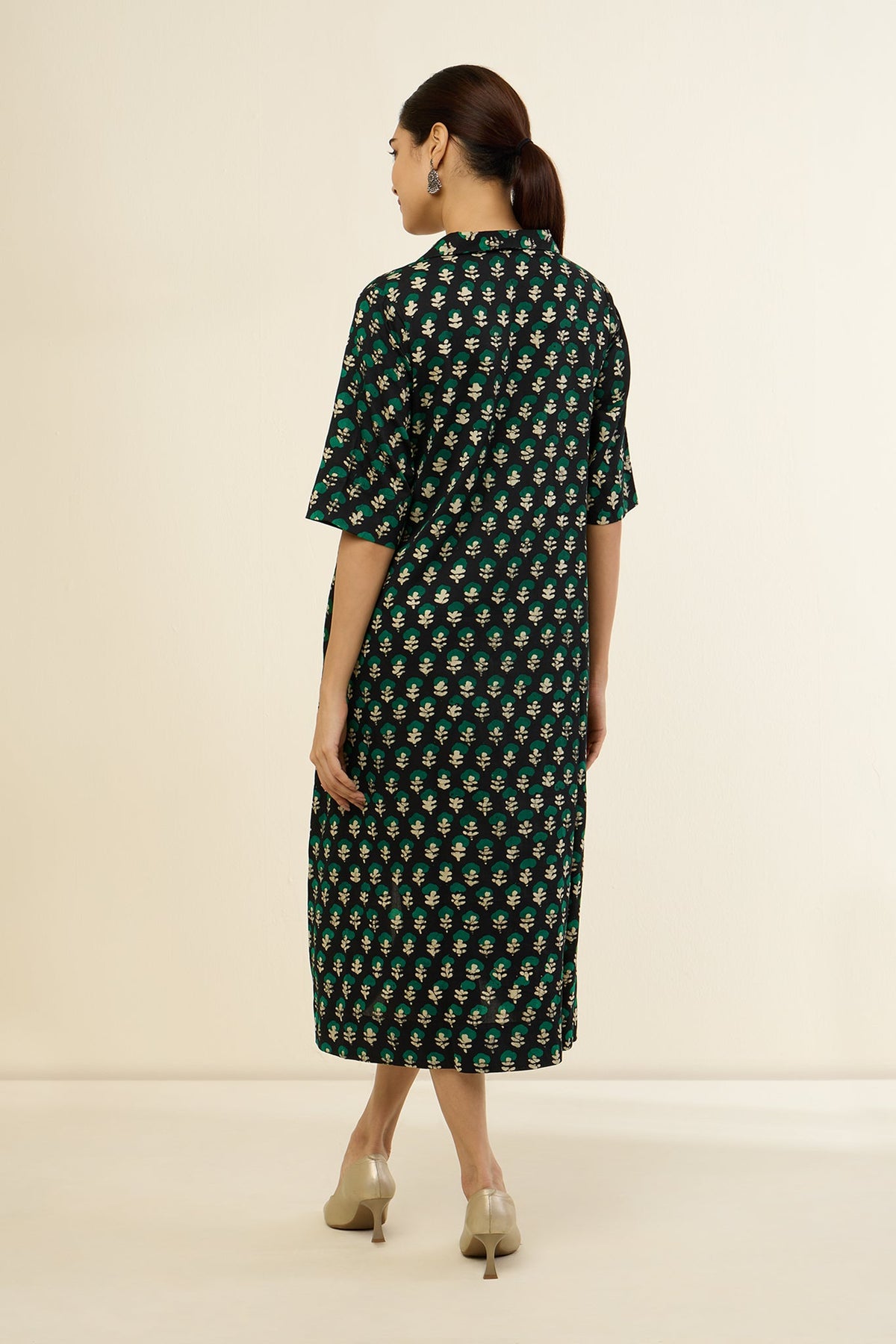 Botanicals Noir Bias Shirt Dress
