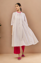 crew neck silk pleated dress - moon whispers & silver blush
