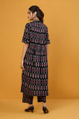Ebony Ruby Fusion Stand Collar Pintuck Kurta