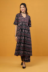 Ebony Ruby Fusion Stand Collar Pintuck Kurta