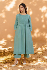Frosted Glacier Smocked Yoke Kurta
