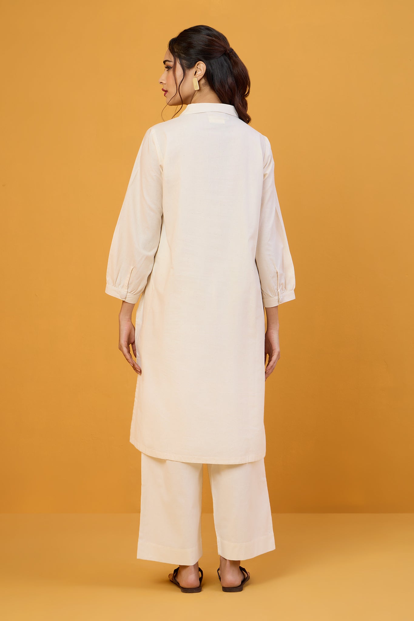 Ivory Moon Glow Organic Collar Kurta
