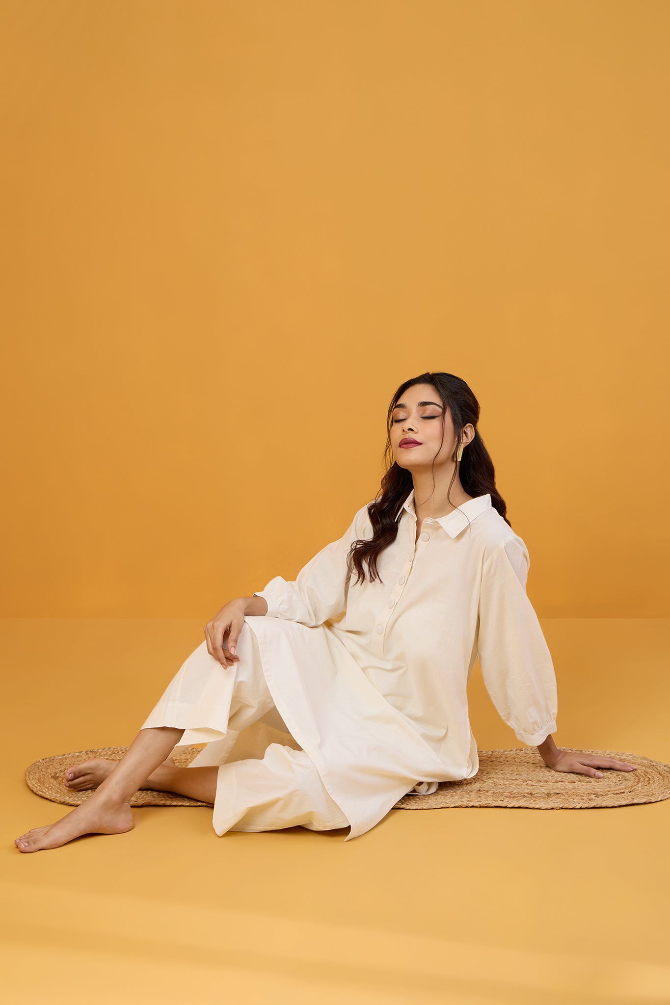 Ivory Moon Glow Organic Collar Kurta