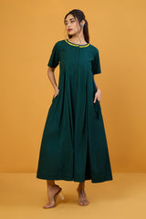 Button Down Jumpsuit With pockets Whispers of Forest Glow