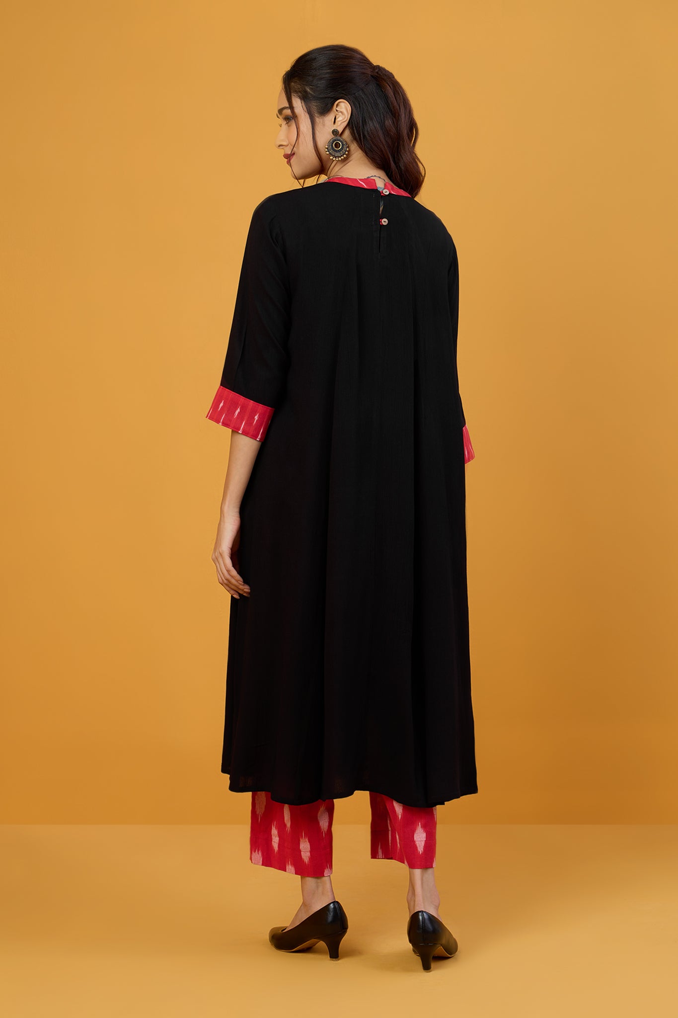 Fiery Nightfall Crew Neck A Line Gather Dress