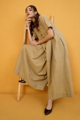 Ebony Sand Button Down Jumpsuit With Pockets