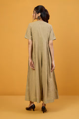 Ebony Sand Button Down Jumpsuit With Pockets