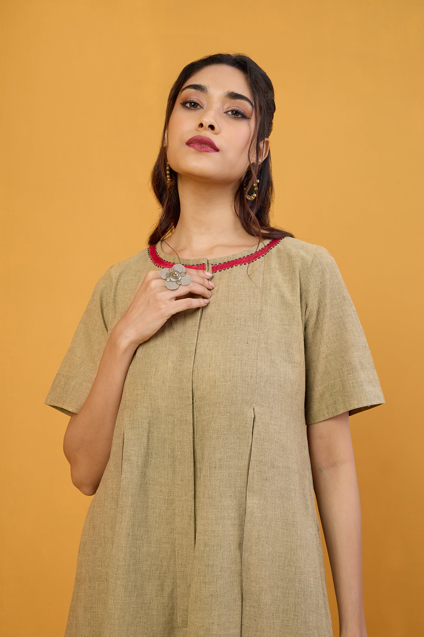Ebony Sand Button Down Jumpsuit With Pockets