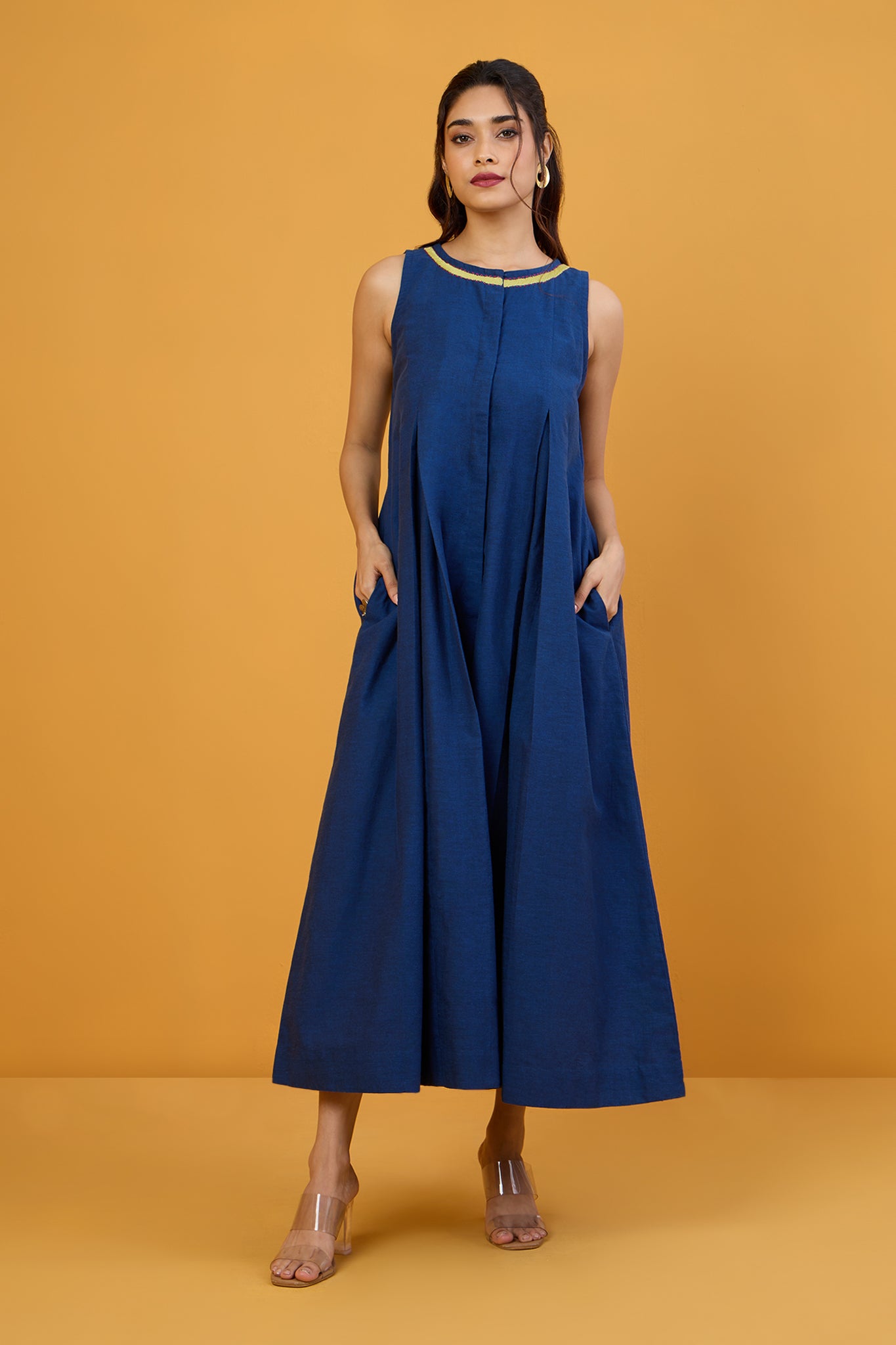 Midnight Lime Burst Sleeveless Button Down Jumpsuit
