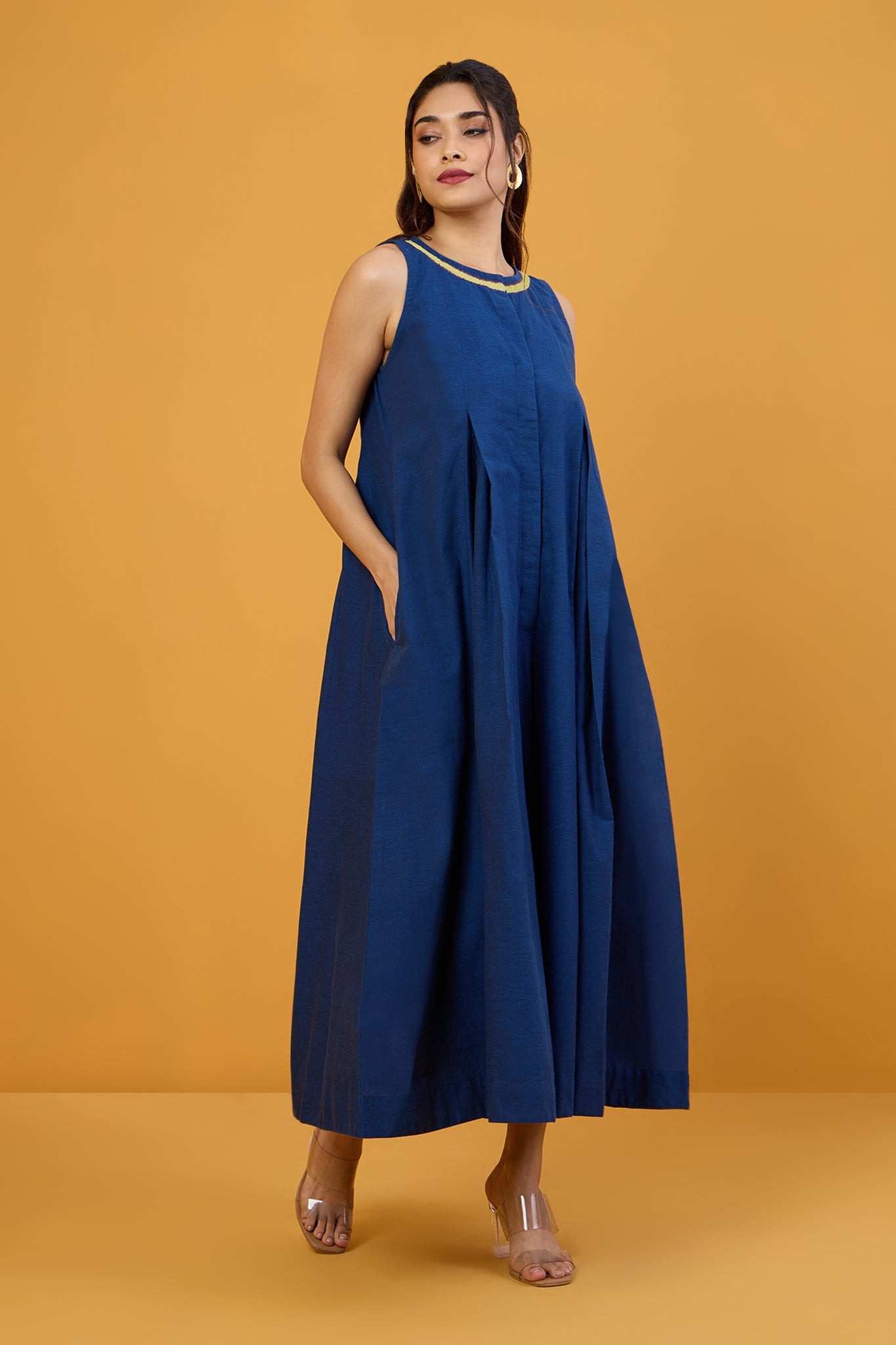 Midnight Lime Burst Sleeveless Button Down Jumpsuit