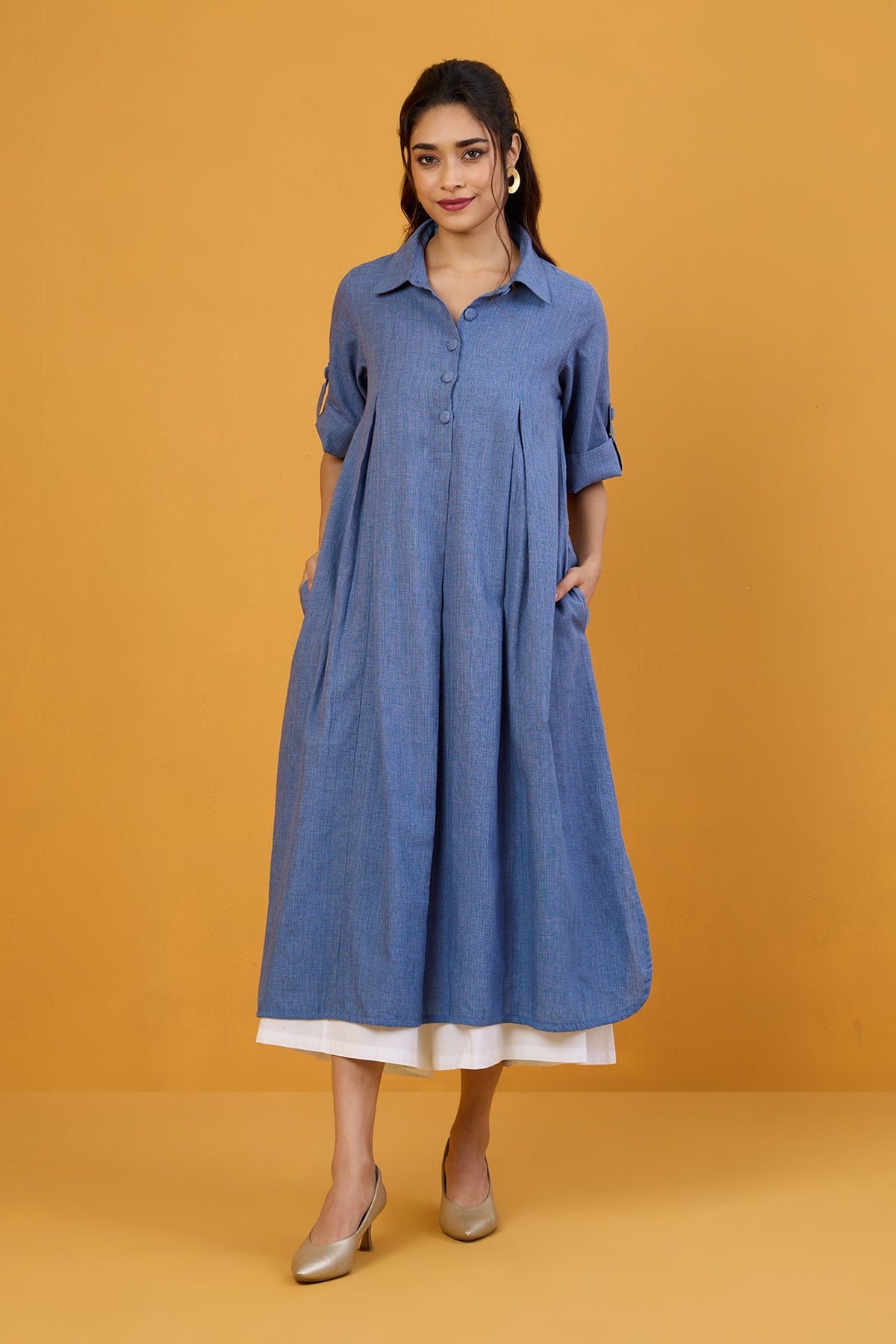 Denim Dreams Box Pleat Shirt Dress