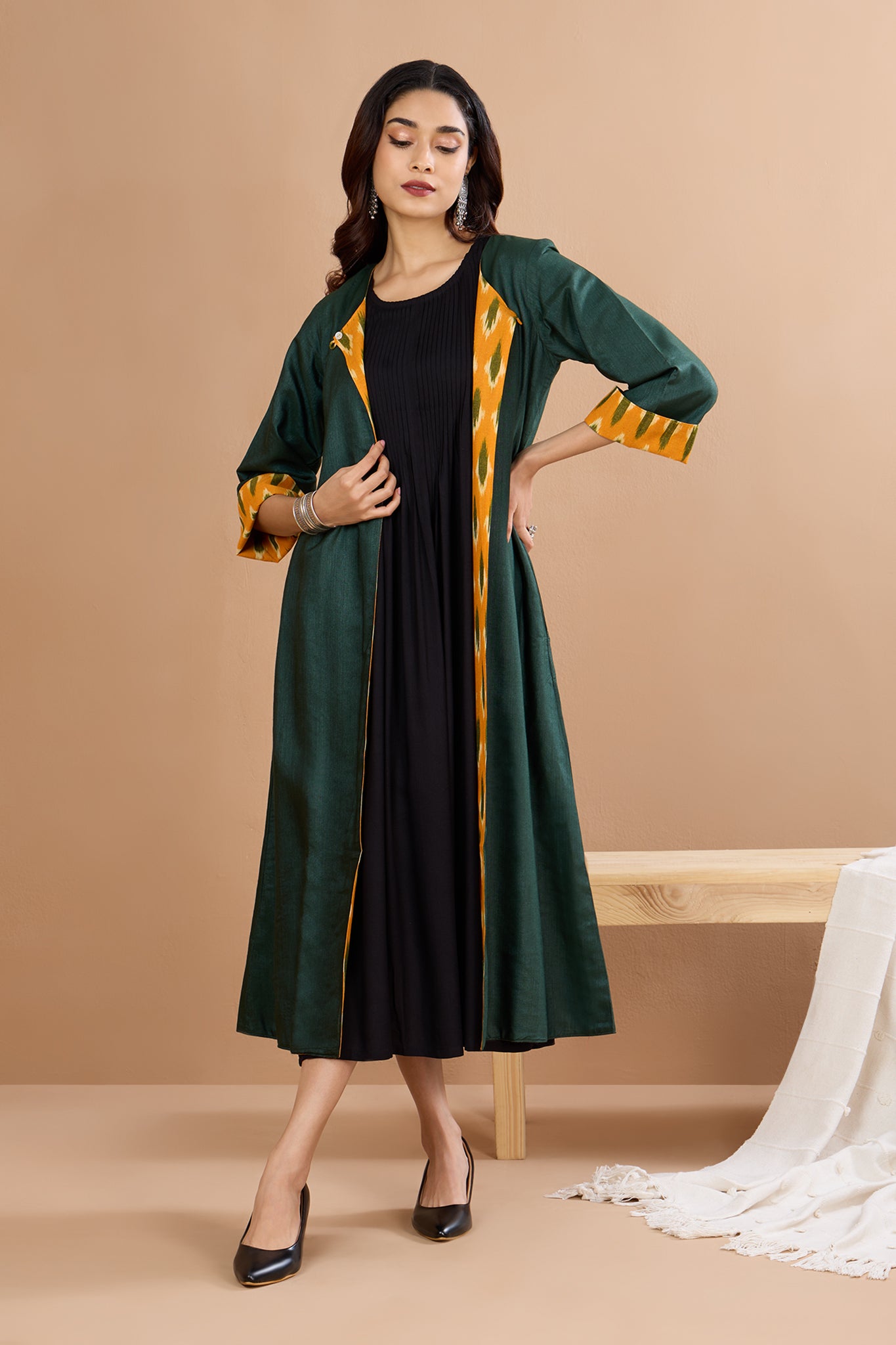 Emerald Silk Sunlit Reversible Choga (only jacket)