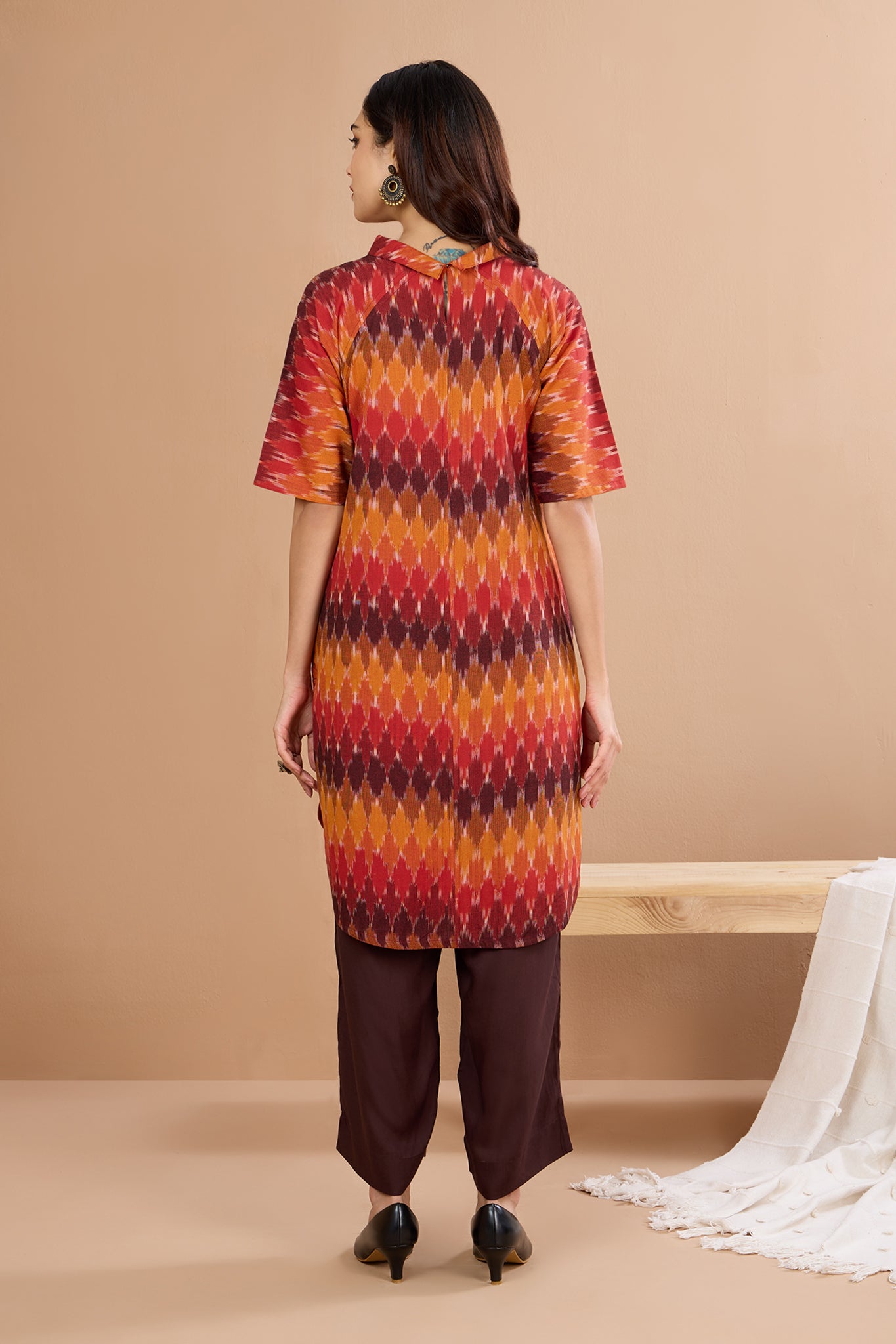 Chevron Dusk Cowl Neck Cotton Tunic Kurta