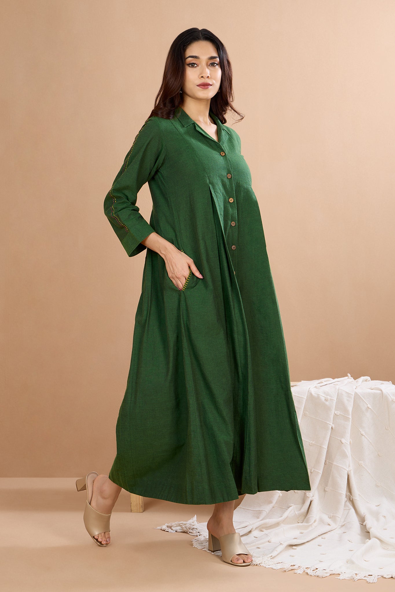 Enchanted Forest Cotton Jumpsuit with Pockets & Collar