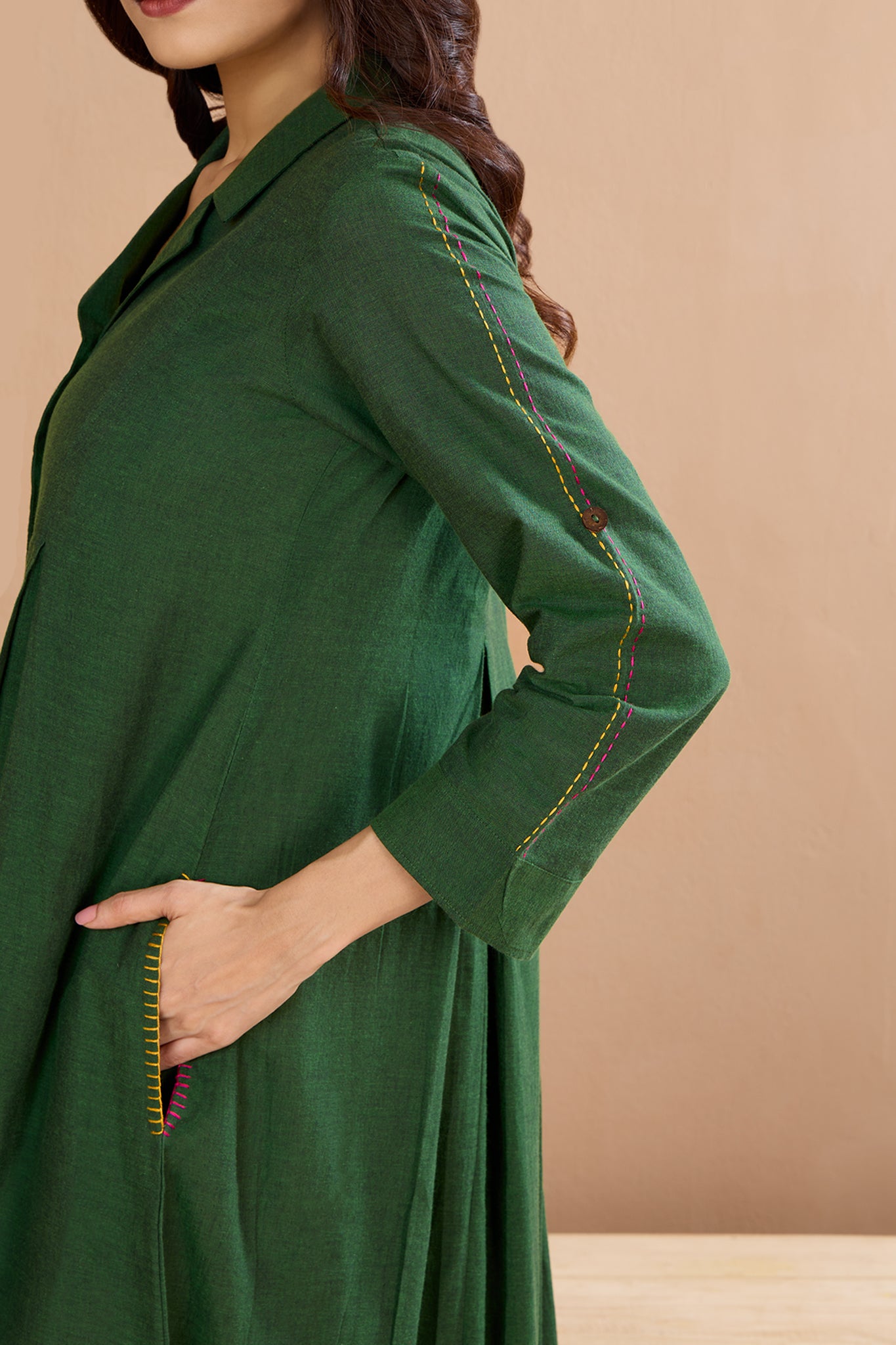 Enchanted Forest Cotton Jumpsuit with Pockets & Collar