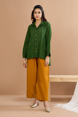Forest Gold  Front High Low Hem Cotton Shirt (only shirt)
