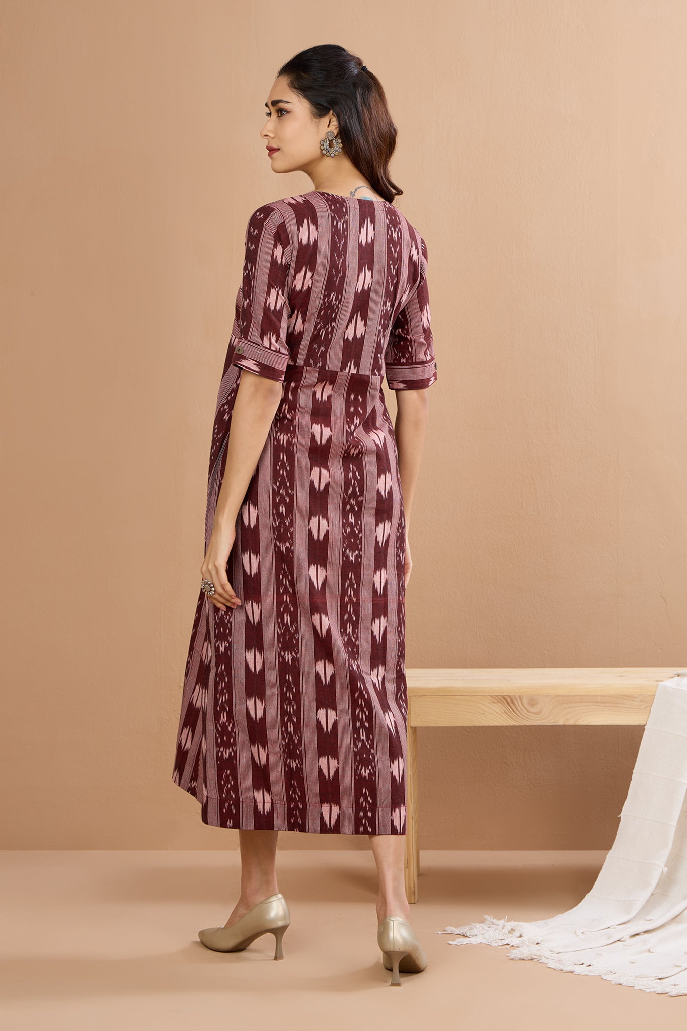 Deep Auburn Long Slit Dress