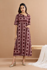 Deep Auburn Long Slit Dress