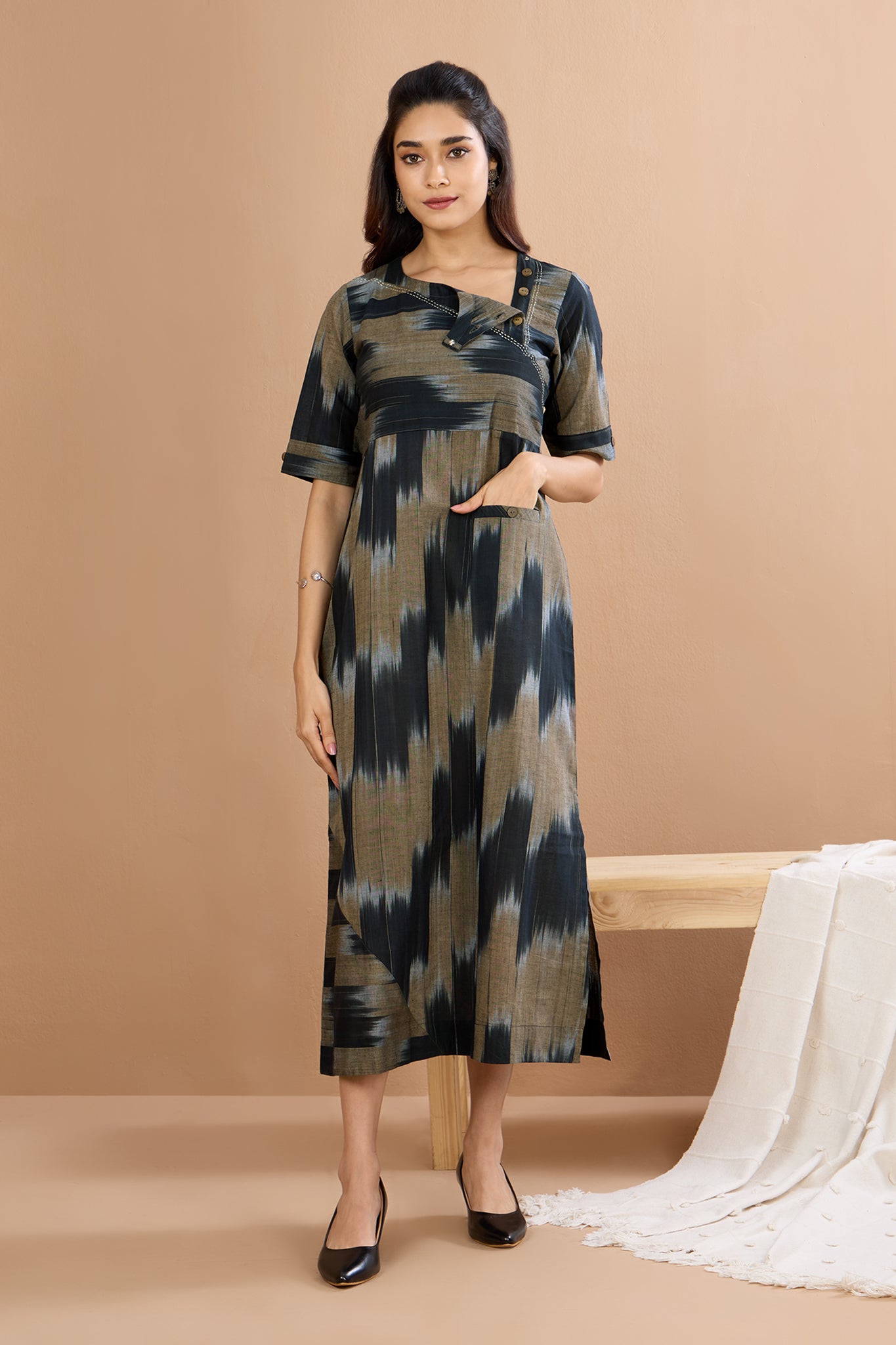 Ebony Meets Desert  Long Slit Dress