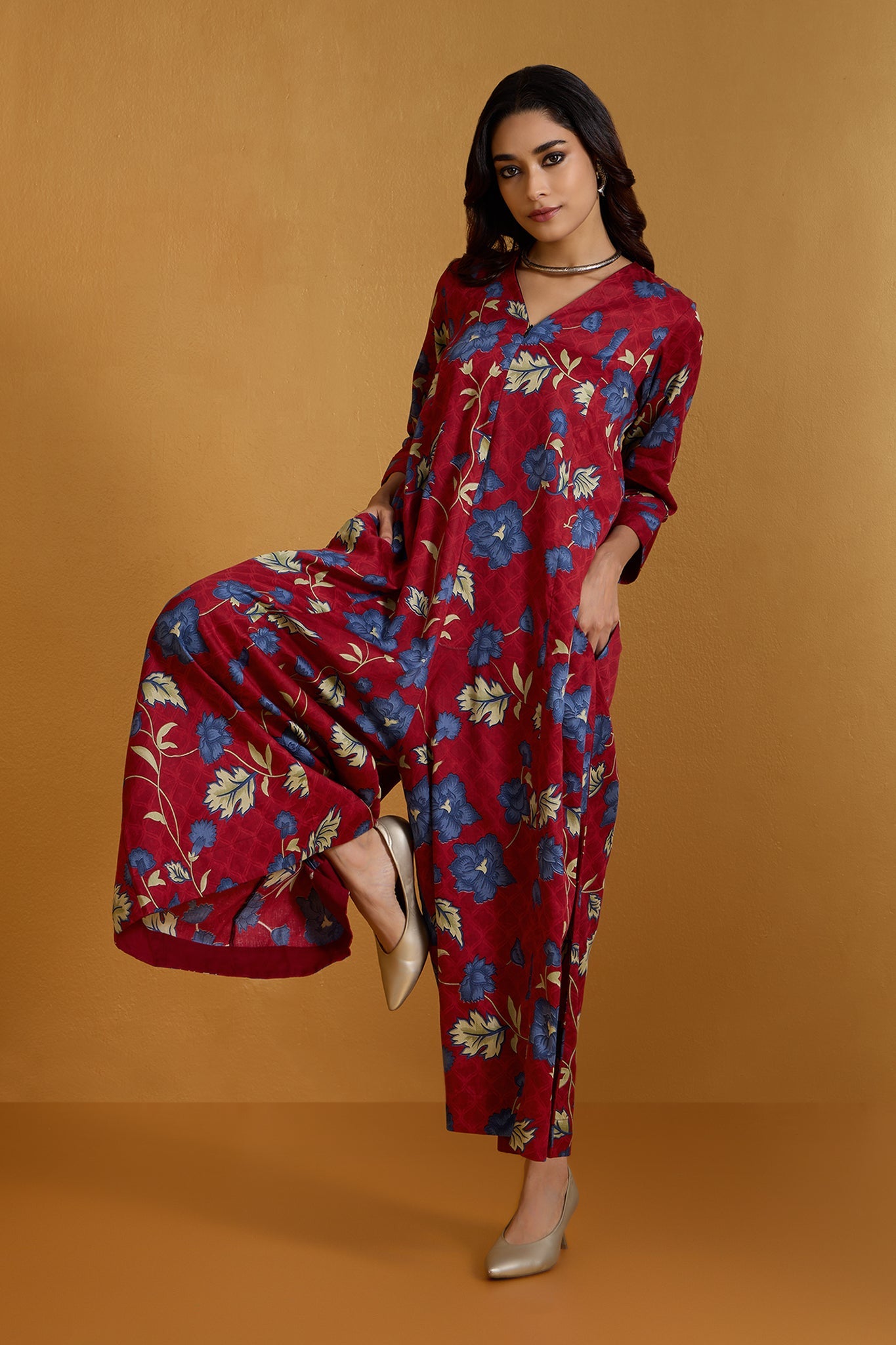 Cherry Garden Jumpsuit with Pockets