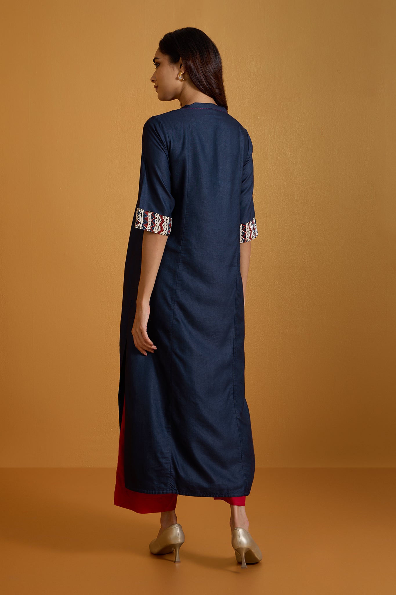 Luxe Silk Kaleidoscope of Ocean Dreams Long Panel Kurta