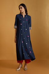 Luxe Silk Kaleidoscope of Ocean Dreams Long Panel Kurta
