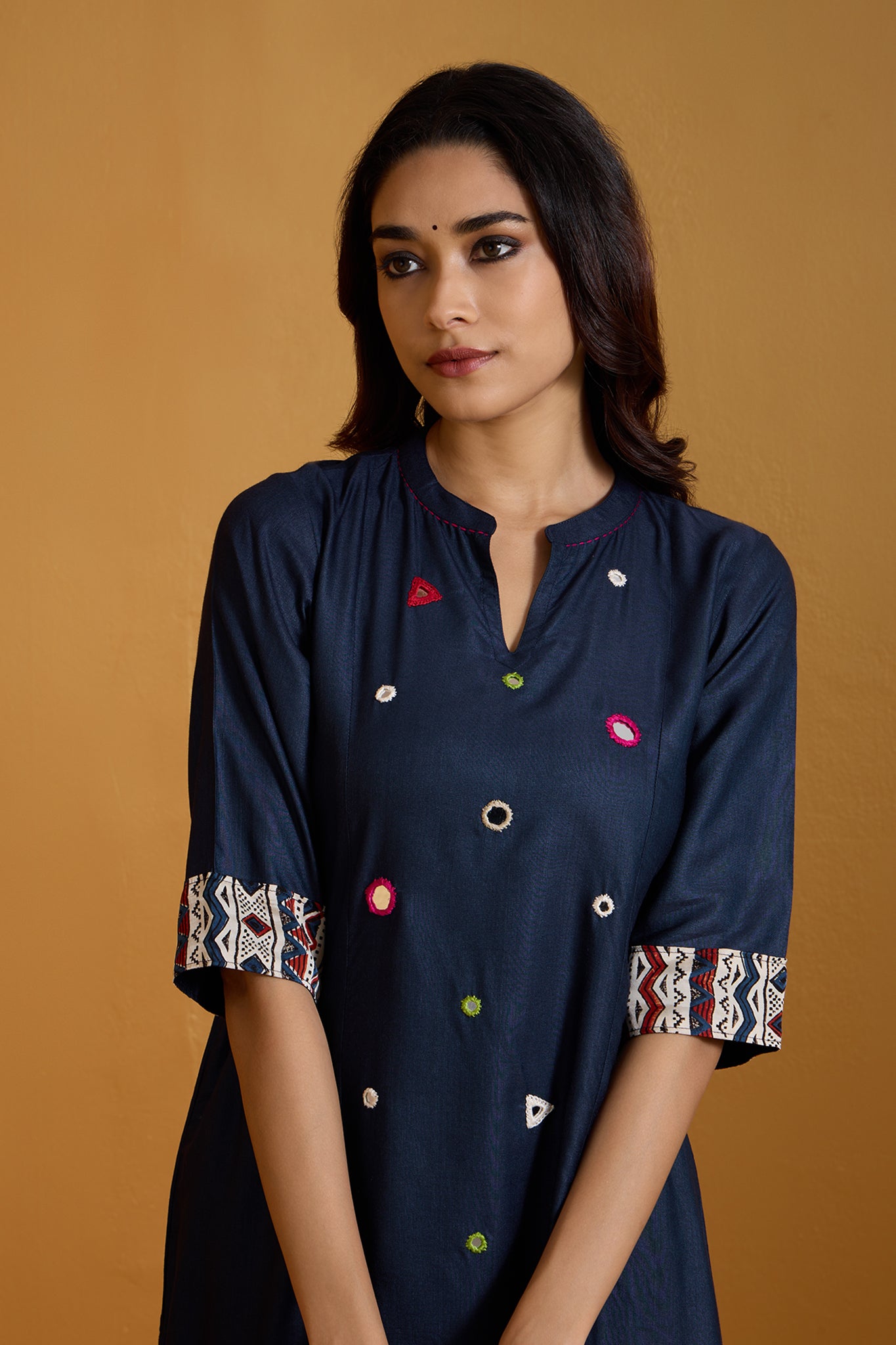 Luxe Silk Kaleidoscope of Ocean Dreams Long Panel Kurta