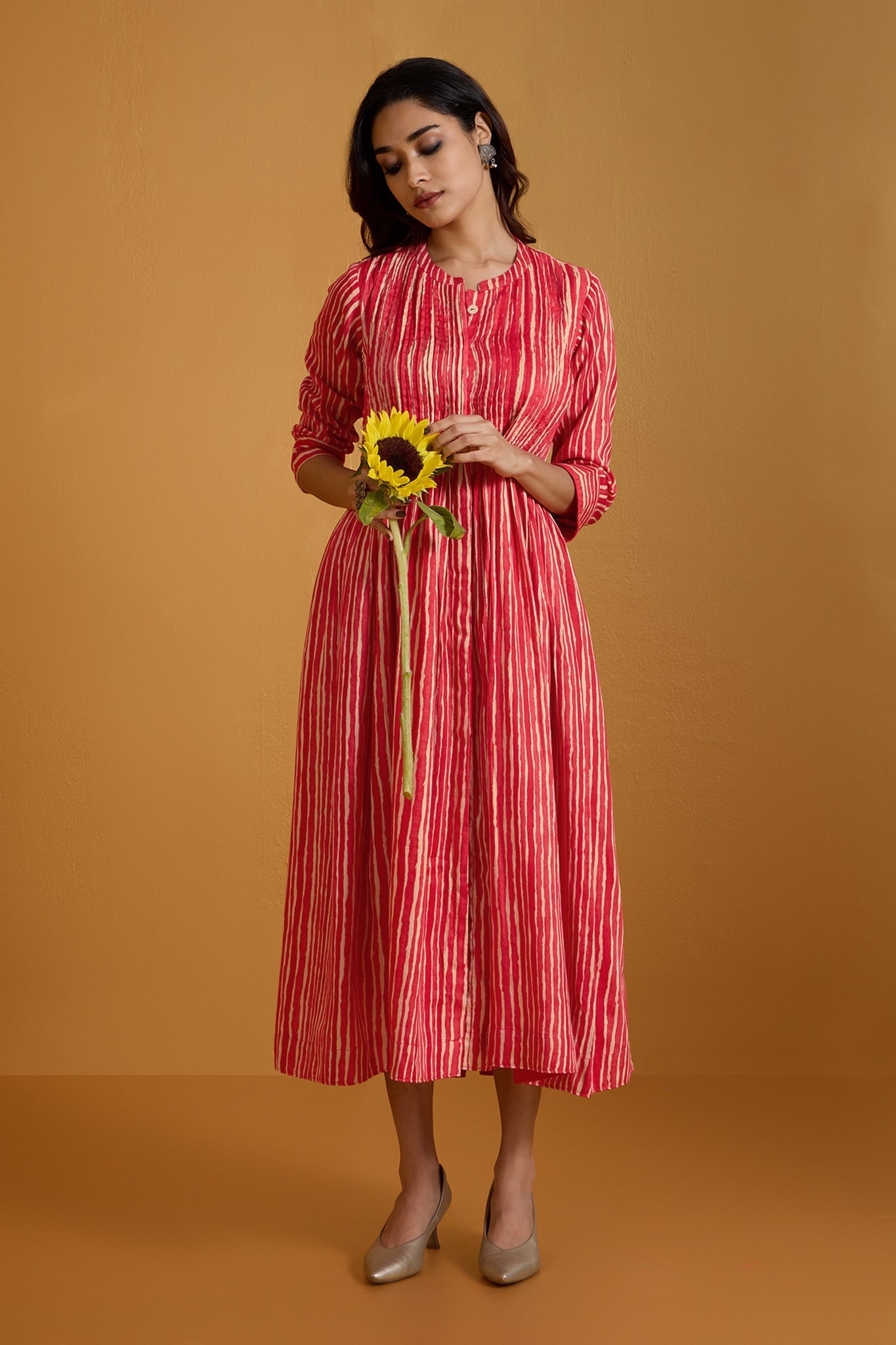 Fiery Stripes Infinity Pintuck Dress