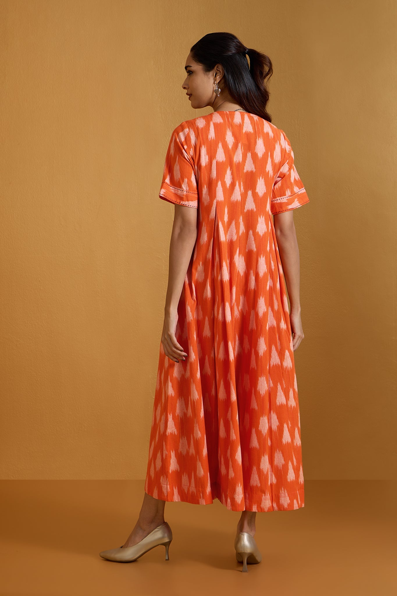 Citrus Burst Streaks Jumpsuit with Pockets & Front Zipper