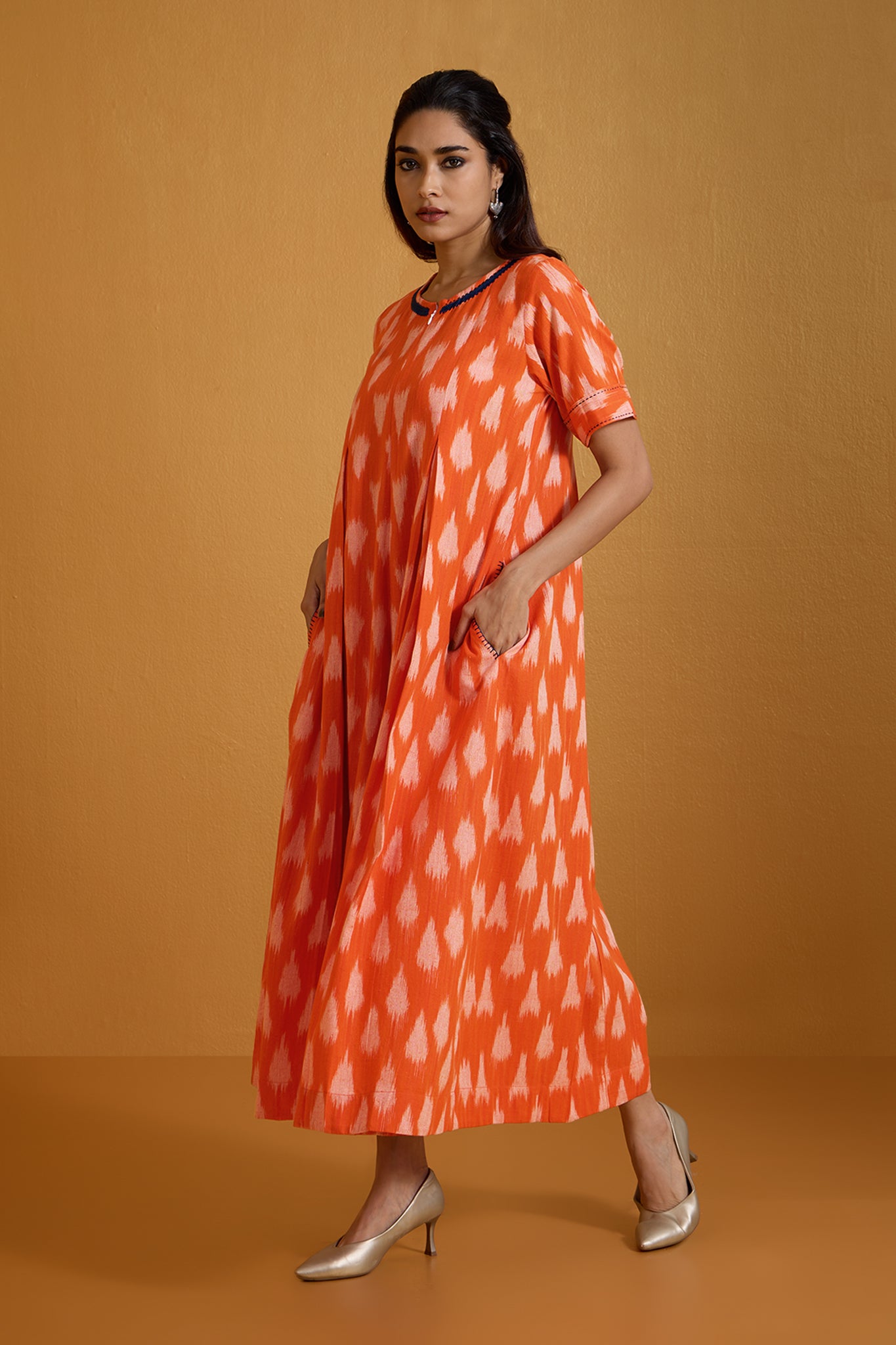 Citrus Burst Streaks Jumpsuit with Pockets & Front Zipper