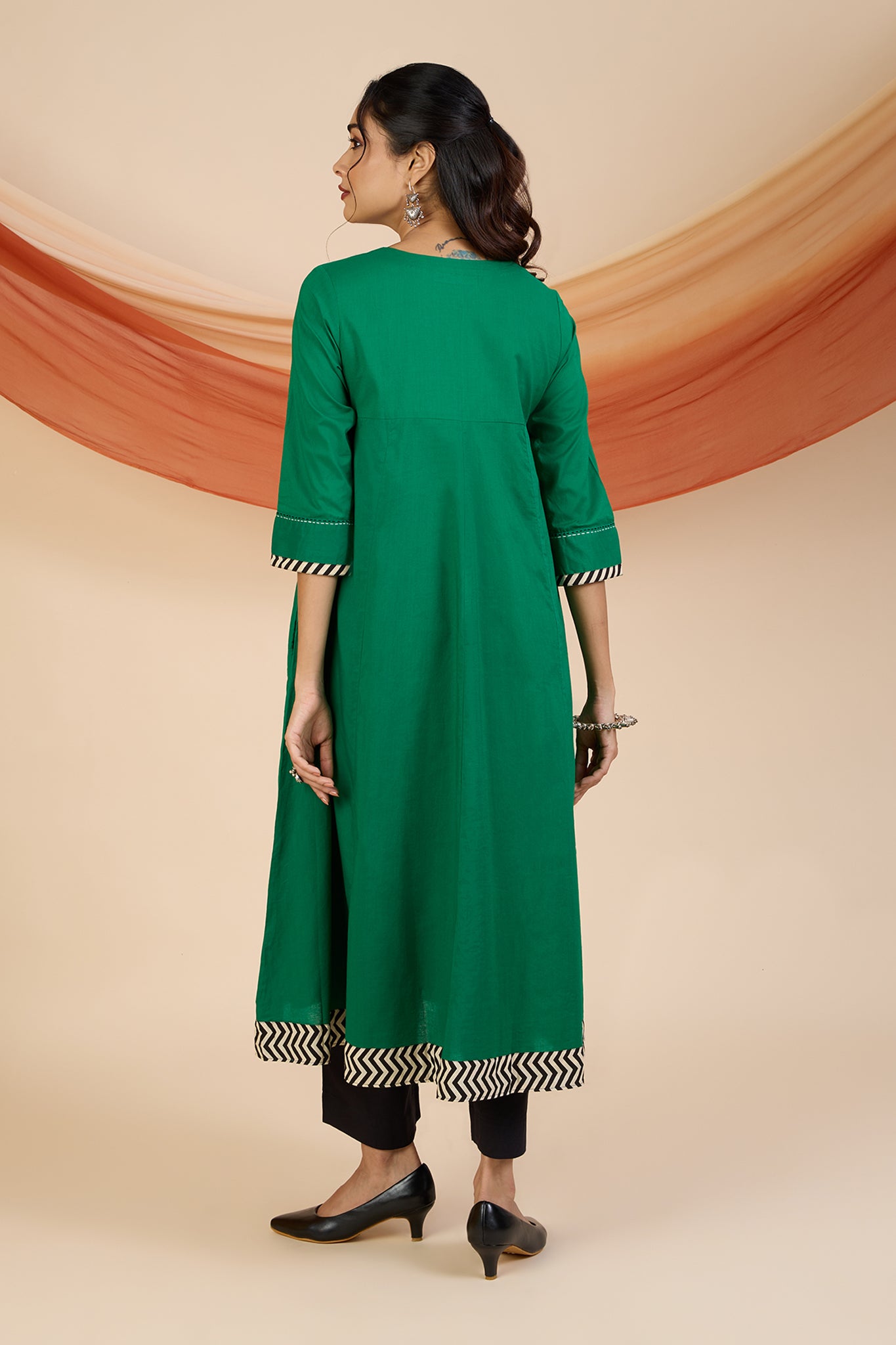 Emerald Glow Elegant Long Anarkali