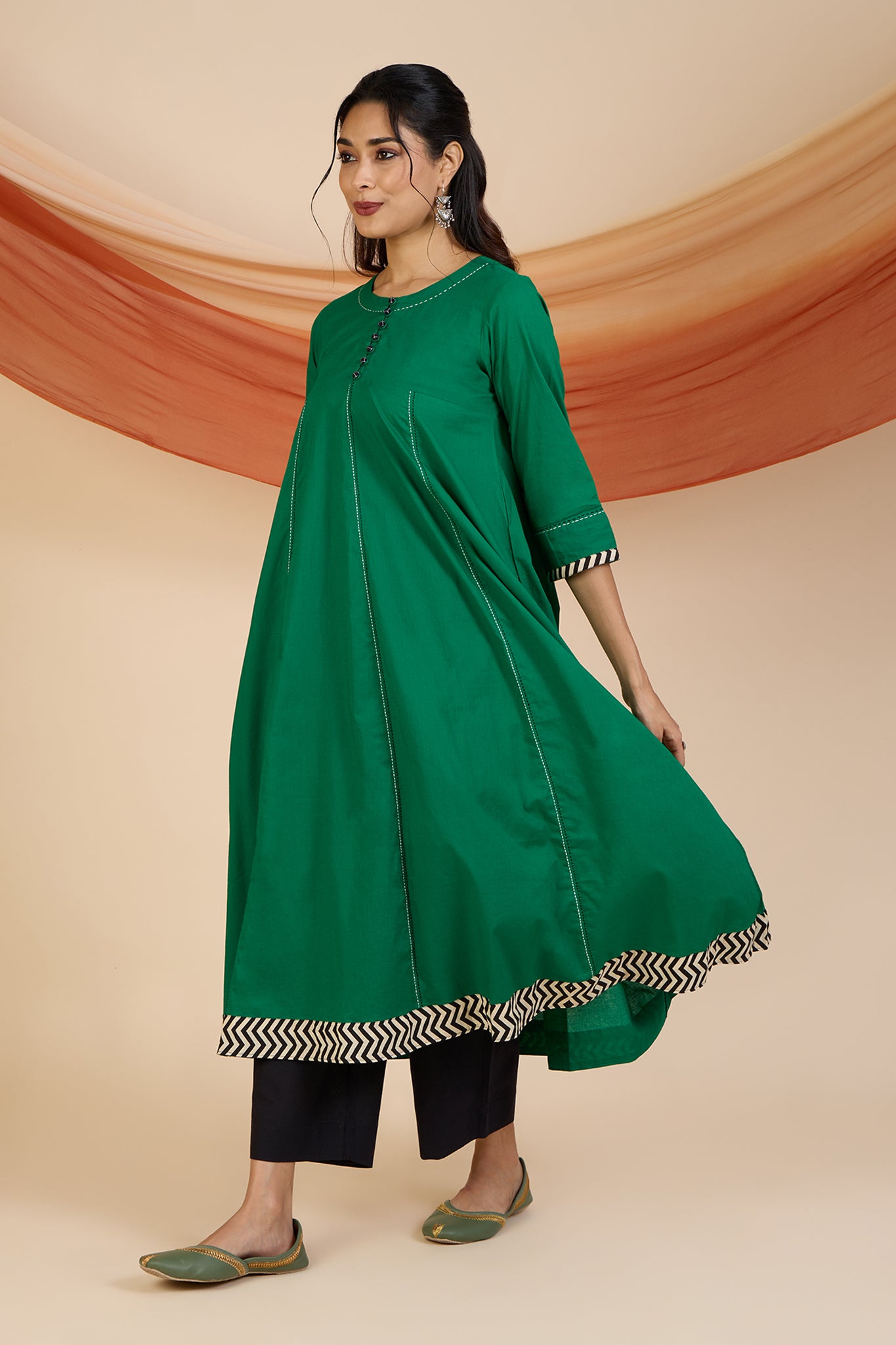 Emerald Glow Elegant Long Anarkali