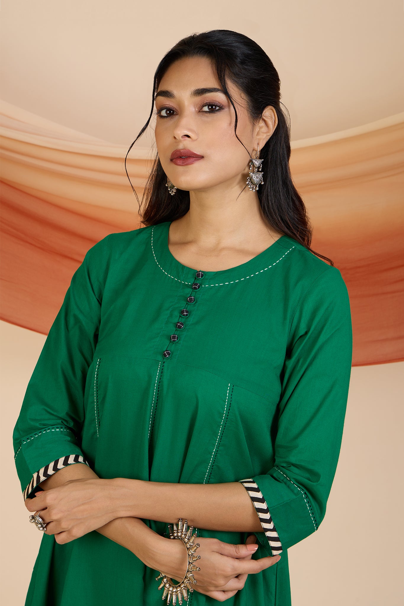 Emerald Glow Elegant Long Anarkali