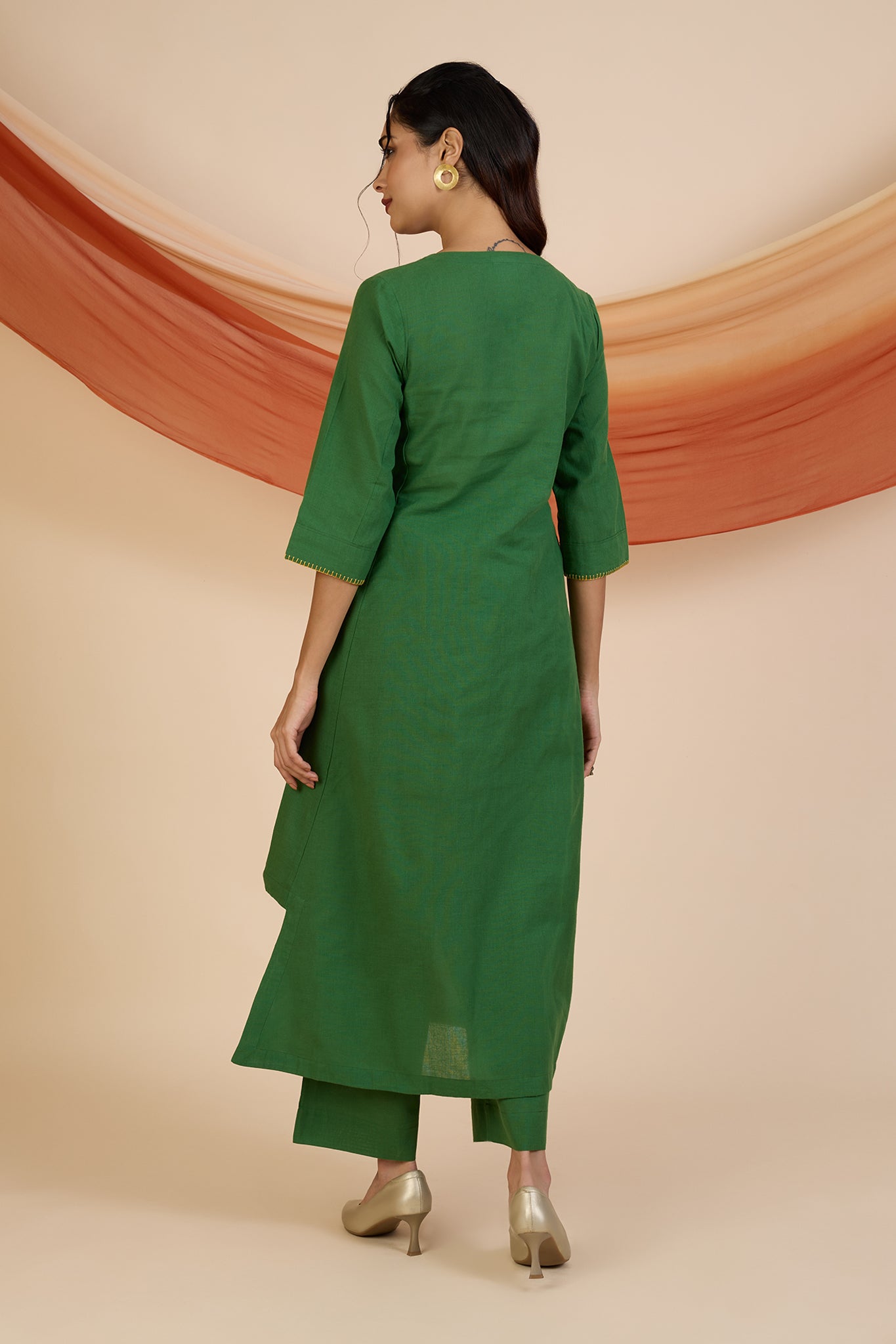 Co-ord Set Forest Carnival Long Kurta with Side Twist & Applique