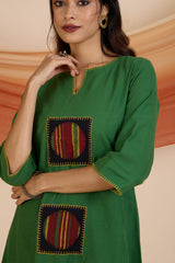 Co-ord Set Forest Carnival Long Kurta with Side Twist & Applique